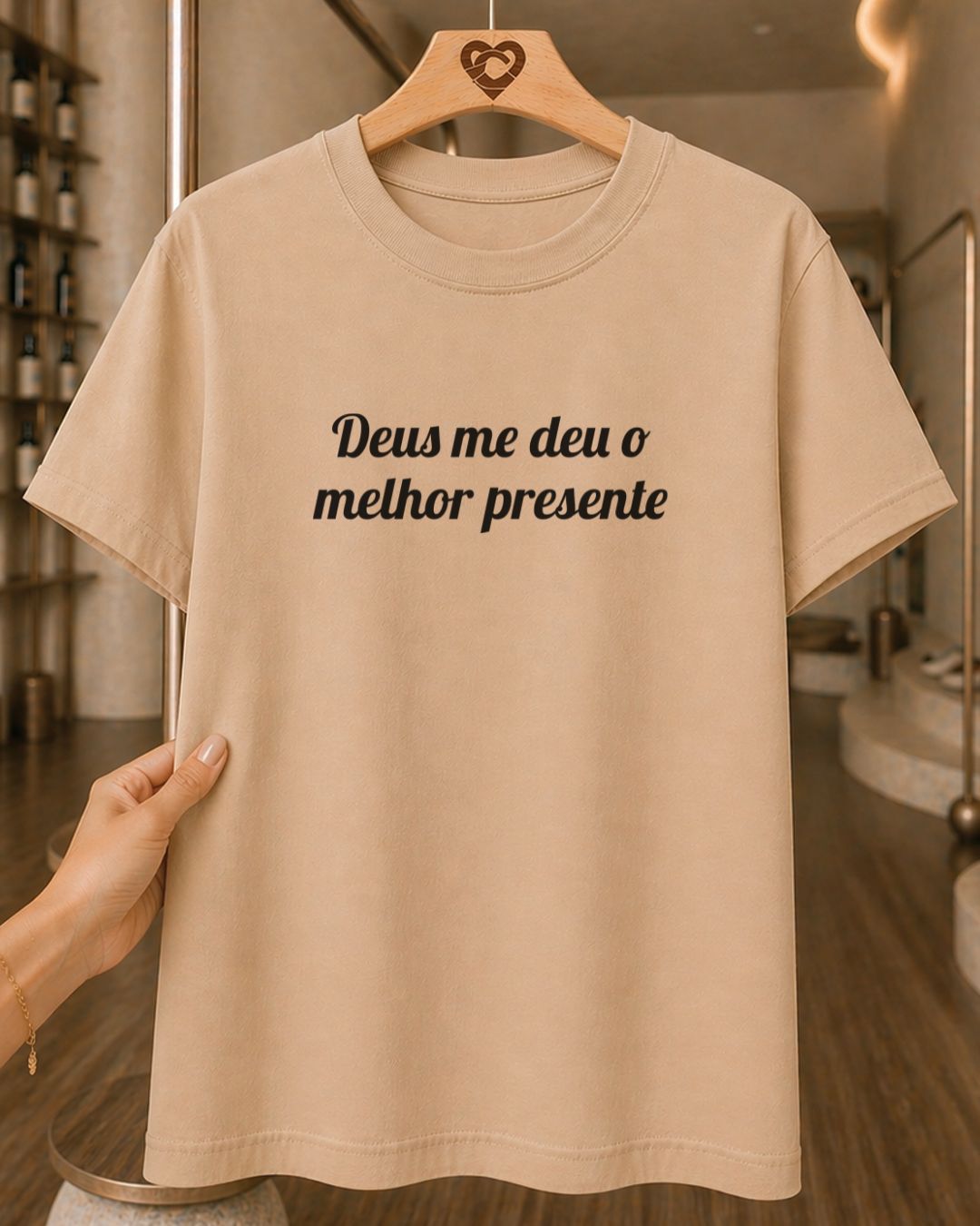 Camiseta Feminina 100% Algodão "Deus Me Deu O Melhor Presente" Dia Das Mães