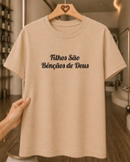 Camiseta Feminina 100% Algodão "Filhos São Bênçãos De Deus" Dia Das Mães