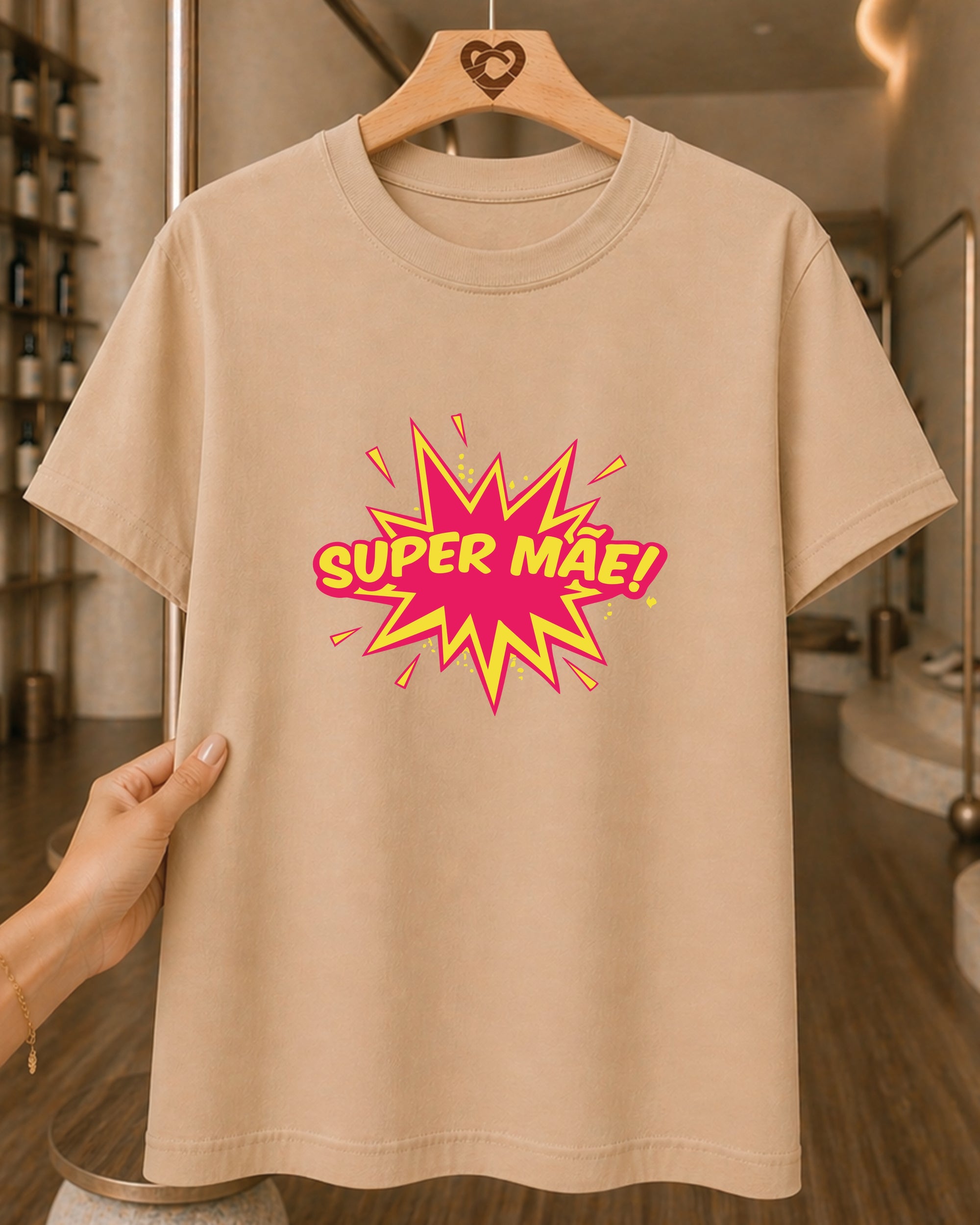 Camiseta Feminina 100% Algodão "Super Mãe" Dia Das Mães