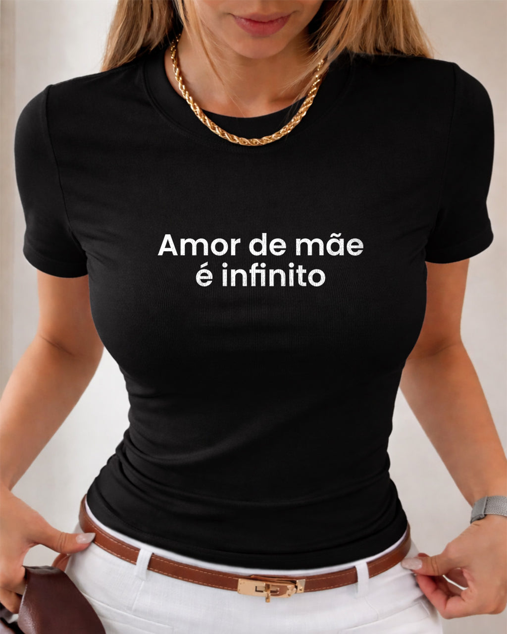 Camiseta Amor De Mãe É Infinito Com Estampa Minimalista