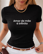 Camiseta Amor De Mãe É Infinito Com Estampa Minimalista