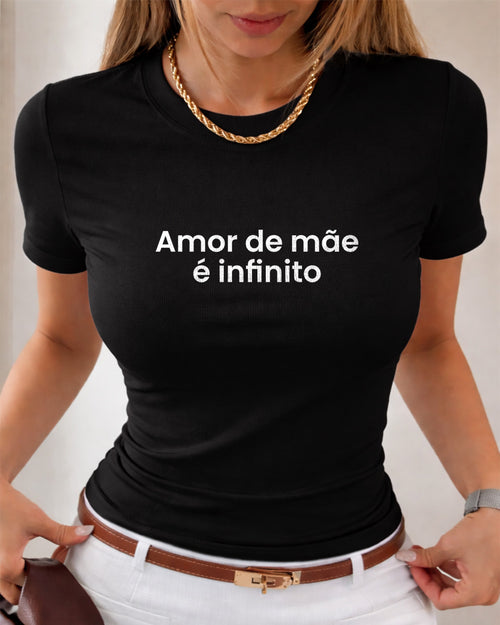 Camiseta Amor De Mãe É Infinito Com Estampa Minimalista