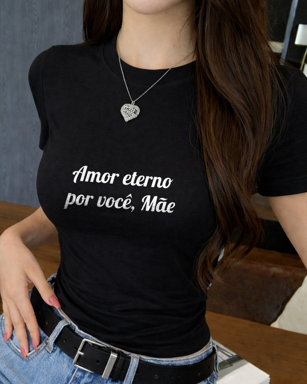 Camiseta Amor Eterno Por Você Mãe Com Estampa Tipográfica