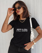 Camiseta Amor De Mãe É Para Sempre Com Estampa Frontal