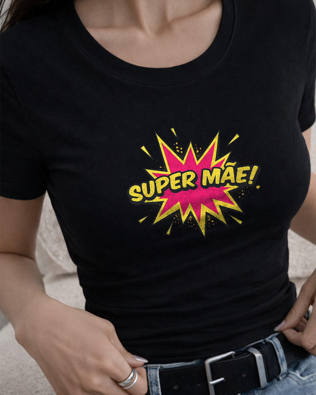 Camiseta Feminina 100% Algodão "Super Mãe" Dia Das Mães