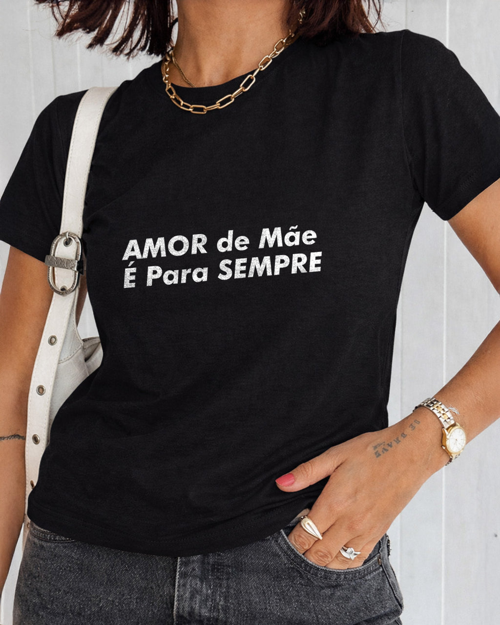 Camiseta Amor De Mãe É Para Sempre Com Estampa Frontal