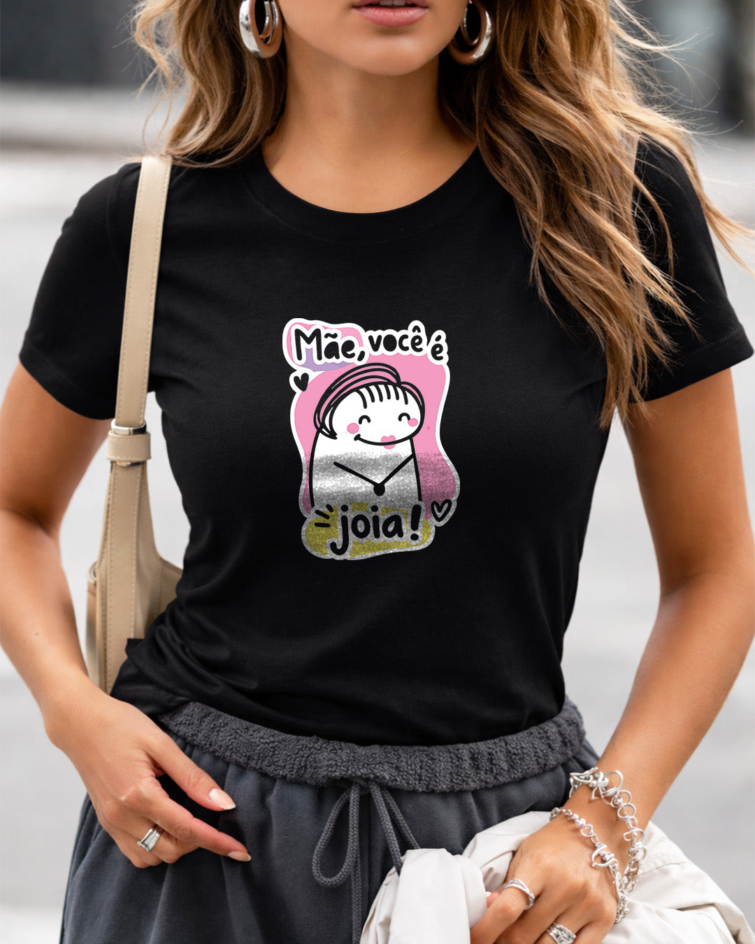 Camiseta Feminina Branca Mãe Você é Joia Estampa Divertida com Ilustração Fofa