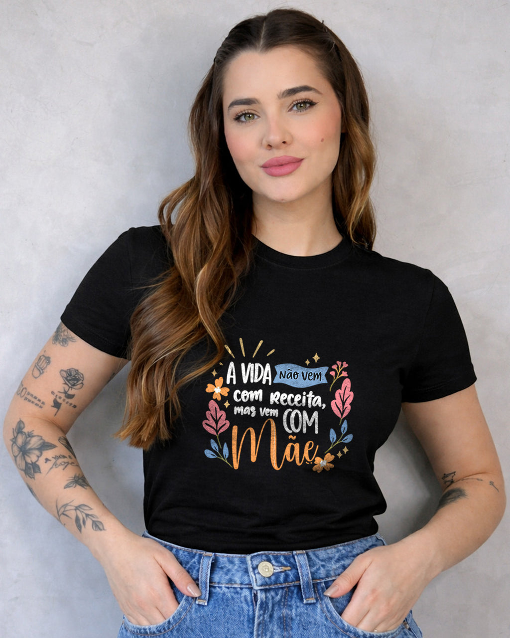 Camiseta A Vida Não Vem Com Receita Mas Vem Com Mãe
