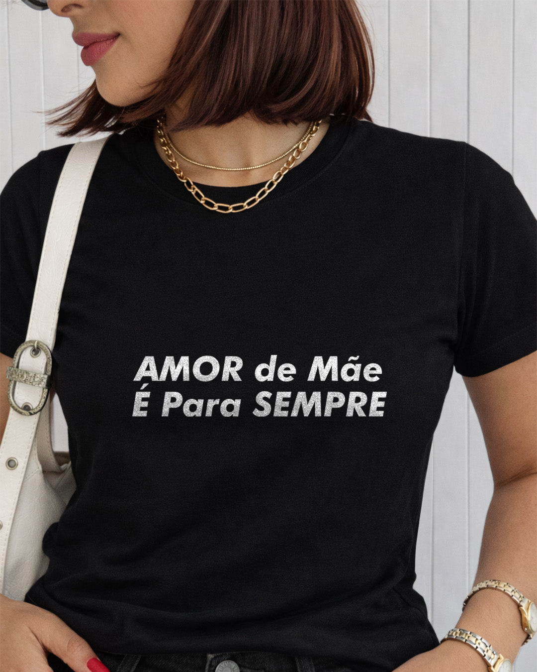 Camiseta Amor De Mãe É Para Sempre Com Estampa Frontal