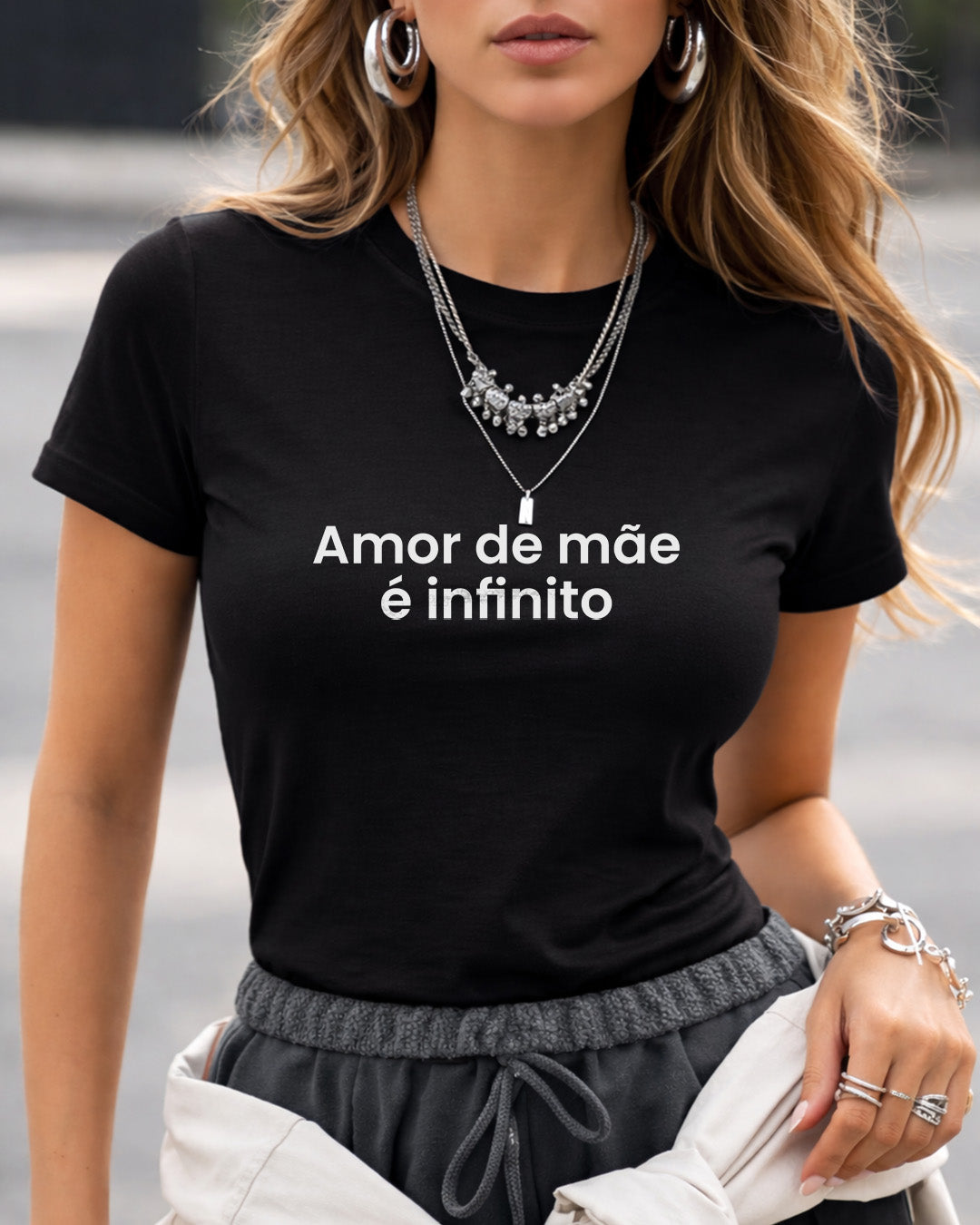 Camiseta Amor De Mãe É Infinito Com Estampa Minimalista