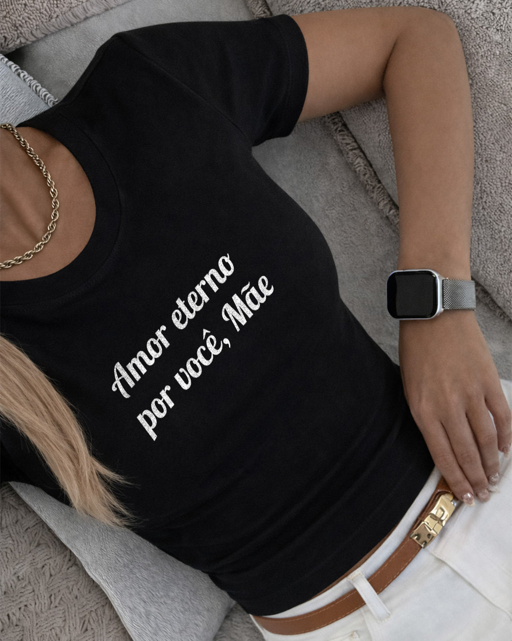 Camiseta Amor Eterno Por Você Mãe Com Estampa Tipográfica