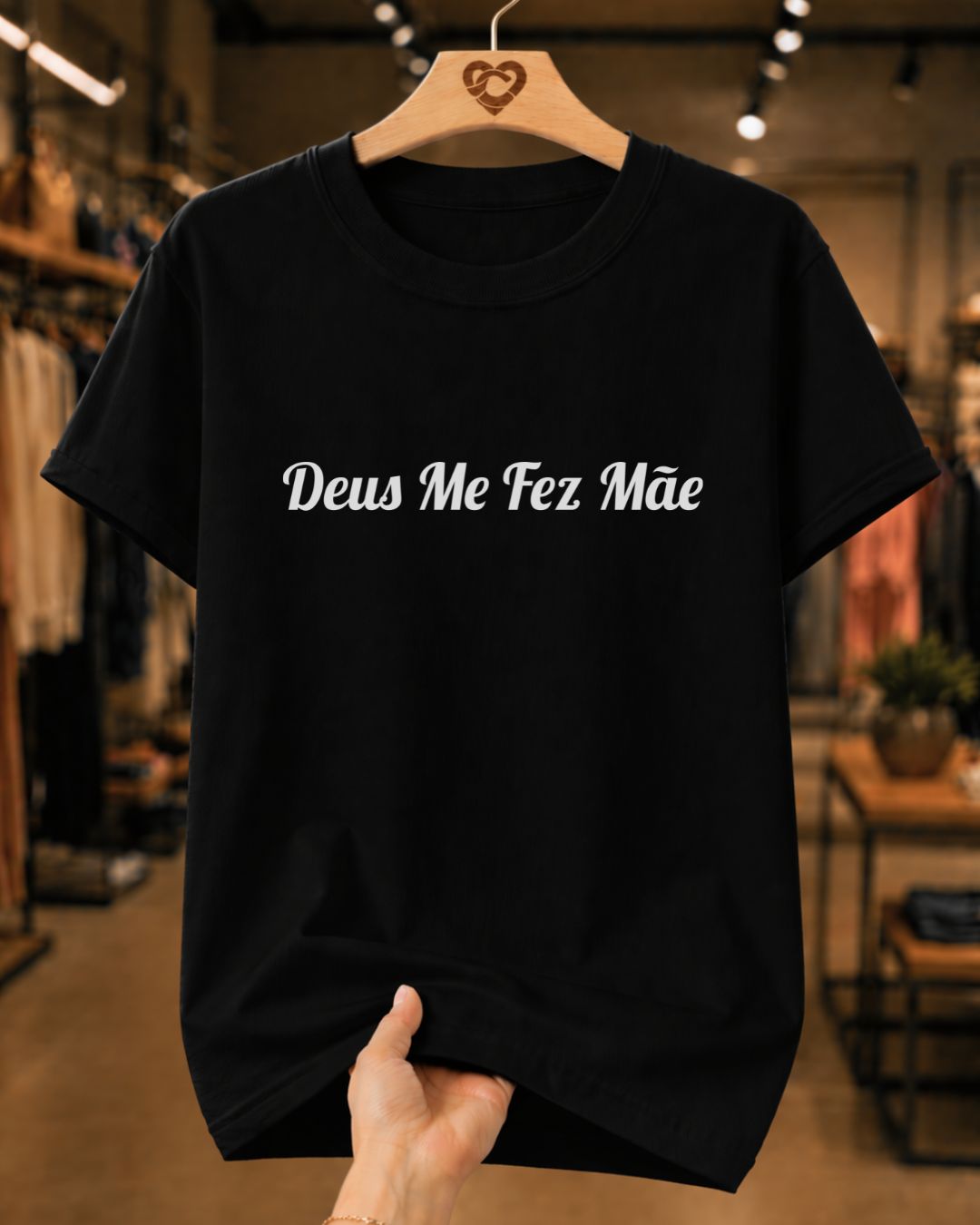Camiseta Feminina 100% Algodão "Deus Me Fez Mãe" Dia Das Mães
