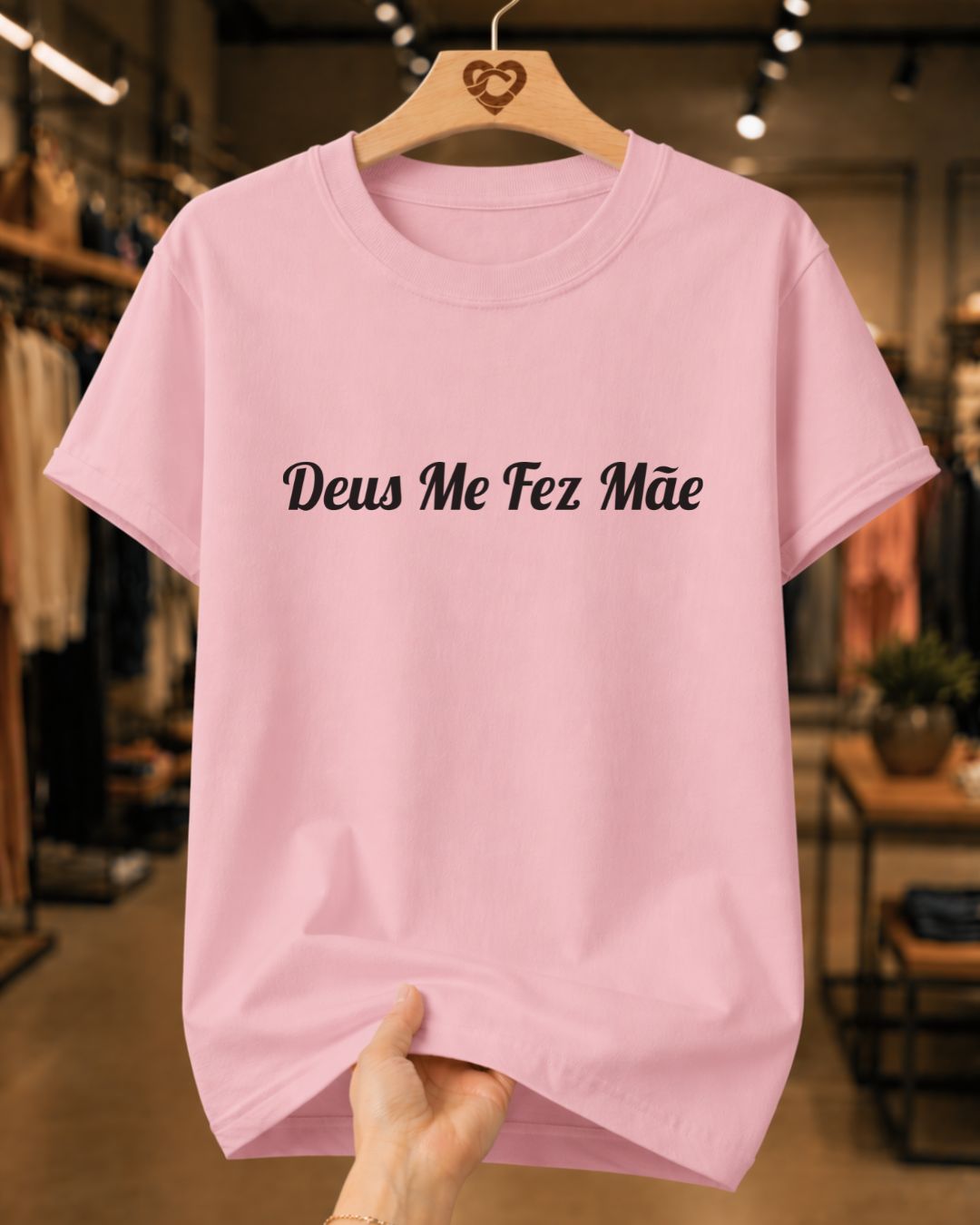 Camiseta Feminina 100% Algodão "Deus Me Fez Mãe" Dia Das Mães