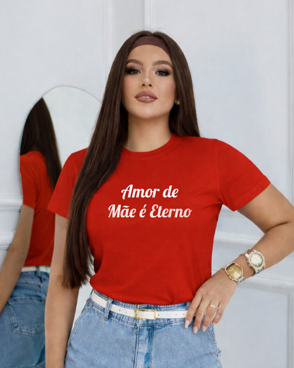 Camiseta Amor De Mãe É Eterno Com Estampa Tipográfica