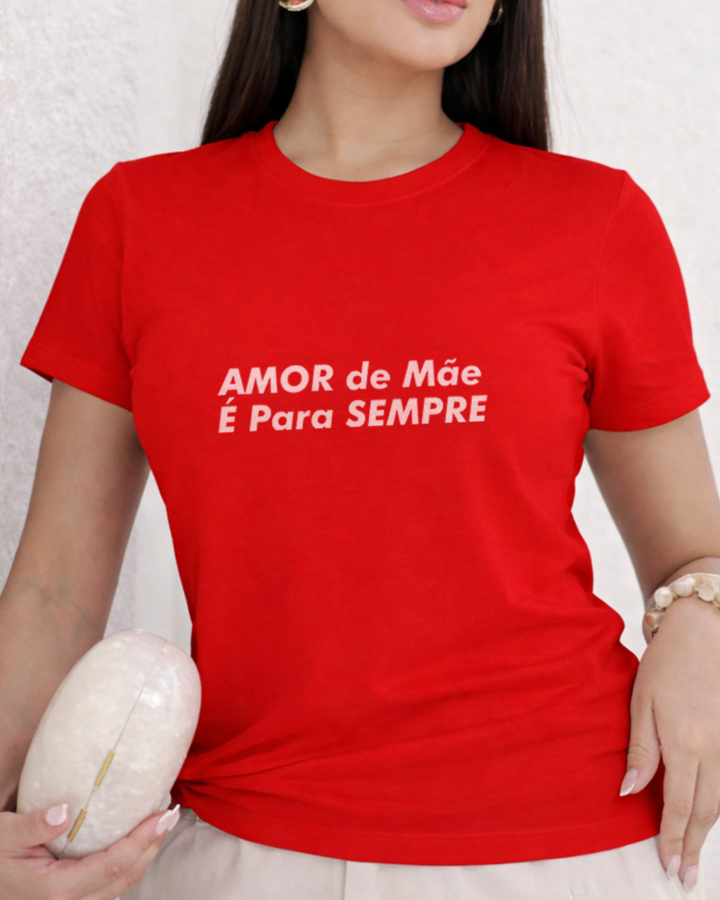 Camiseta Amor De Mãe É Para Sempre Com Estampa Frontal