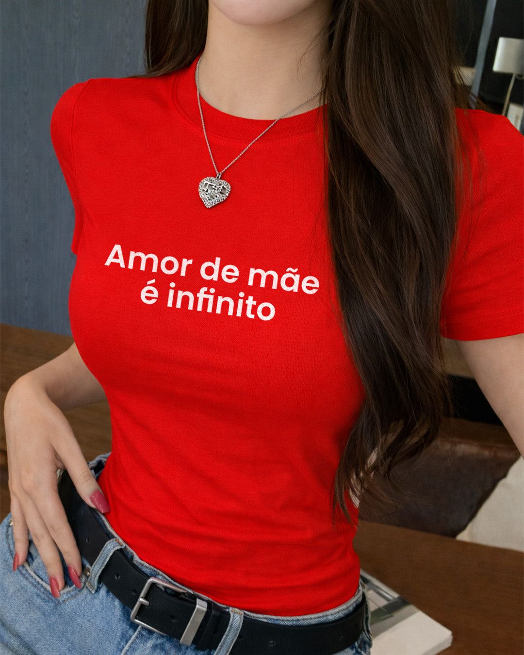 Camiseta Amor De Mãe É Infinito Com Estampa Minimalista