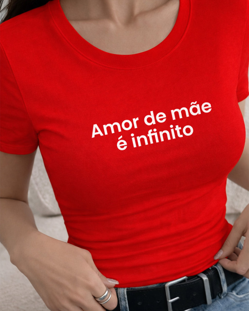 Camiseta Amor De Mãe É Infinito Com Estampa Minimalista