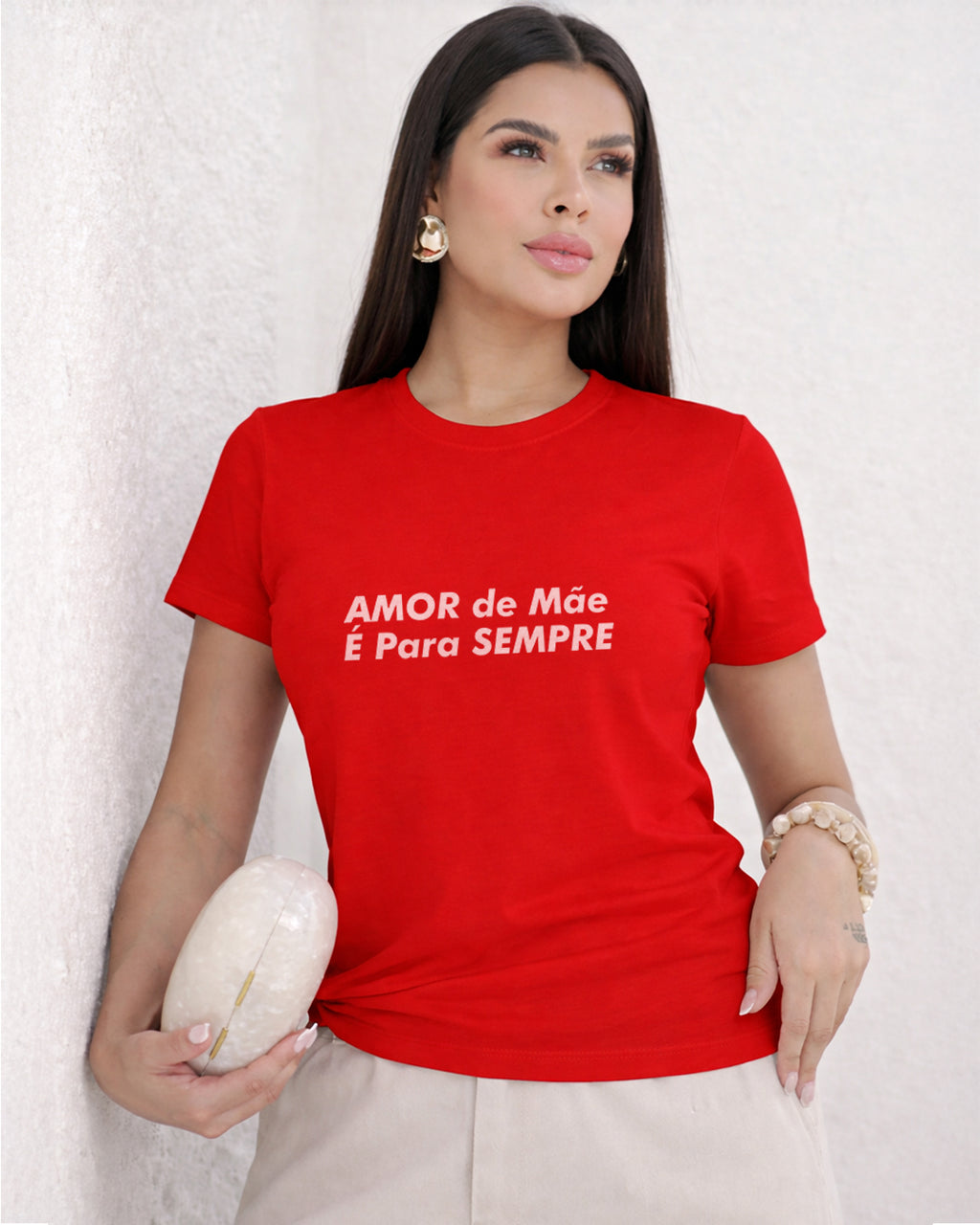 Camiseta Amor De Mãe É Para Sempre Com Estampa Frontal