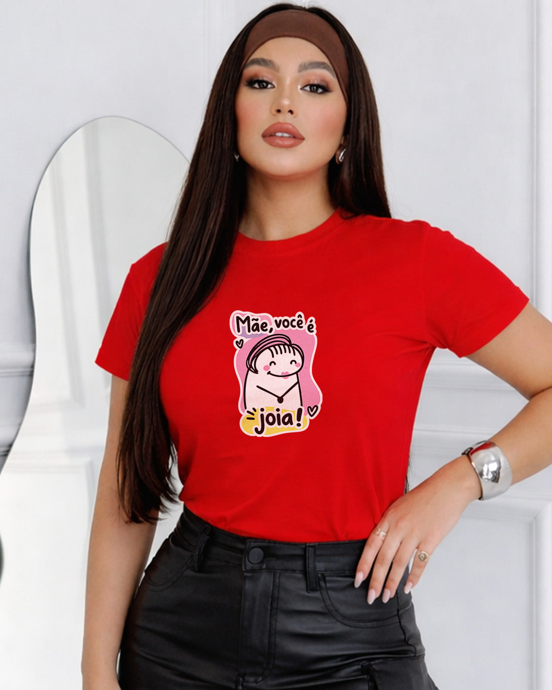 Camiseta Feminina Branca Mãe Você é Joia Estampa Divertida com Ilustração Fofa