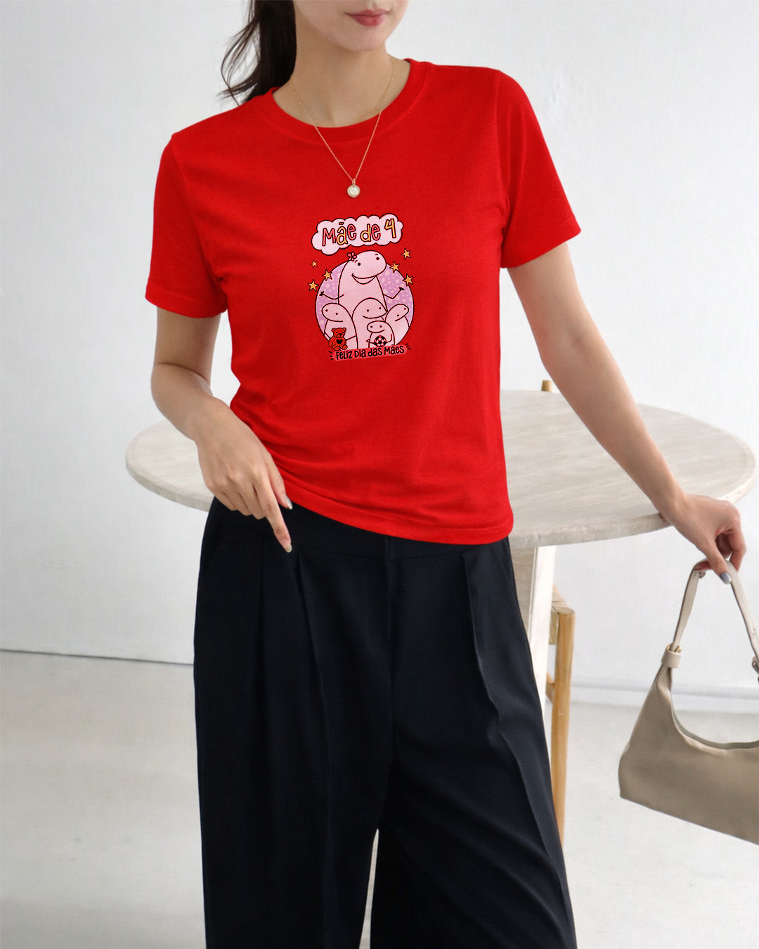 Camiseta Feminina 100% Algodão "Mãe De 4" Dia Das Mães