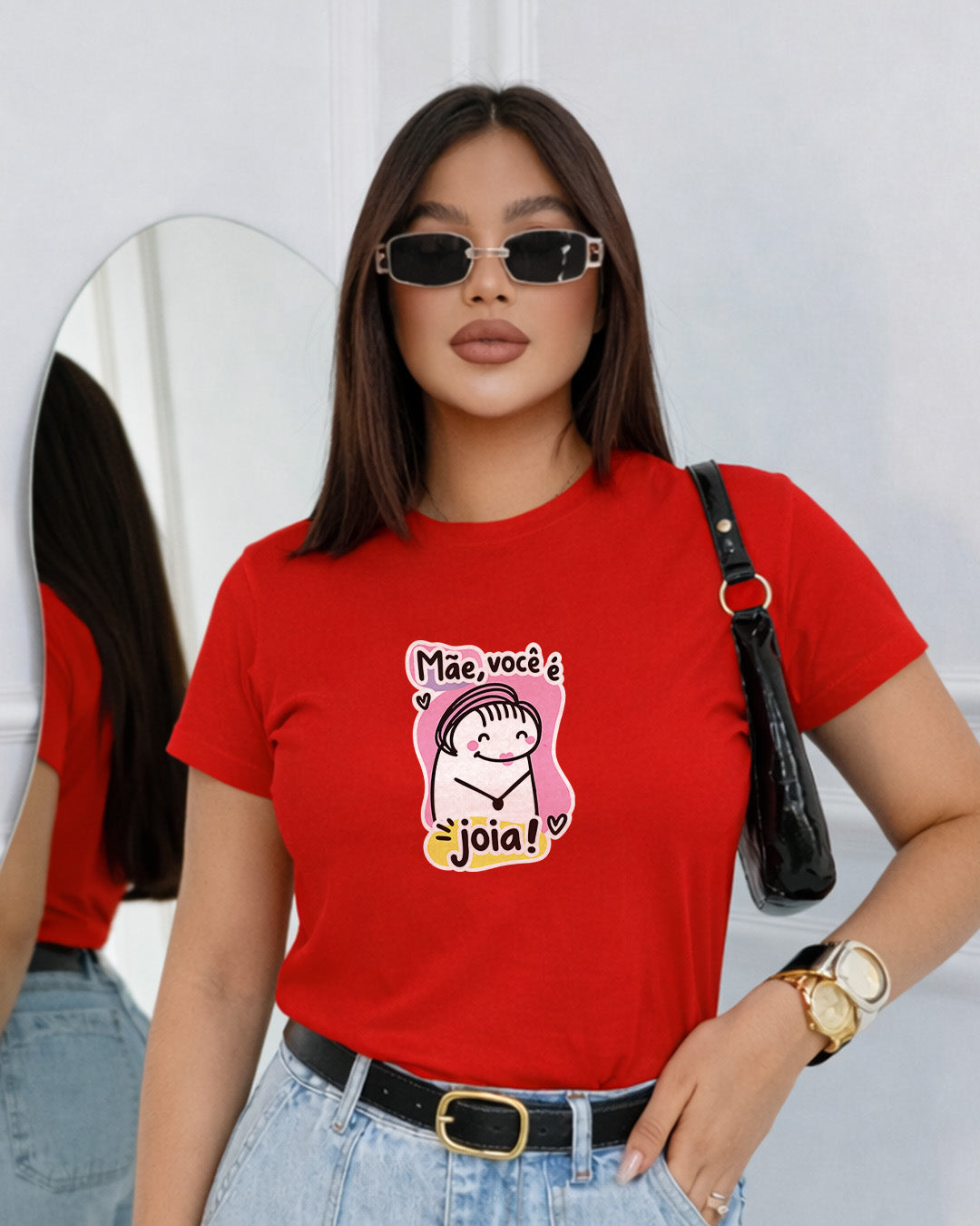 Camiseta Feminina Branca Mãe Você é Joia Estampa Divertida com Ilustração Fofa