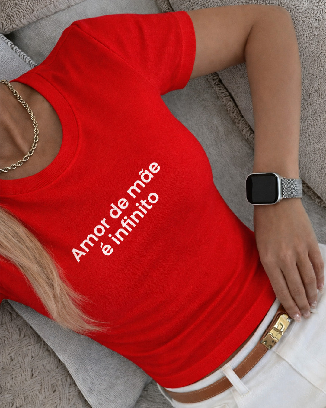 Camiseta Amor De Mãe É Infinito Com Estampa Minimalista