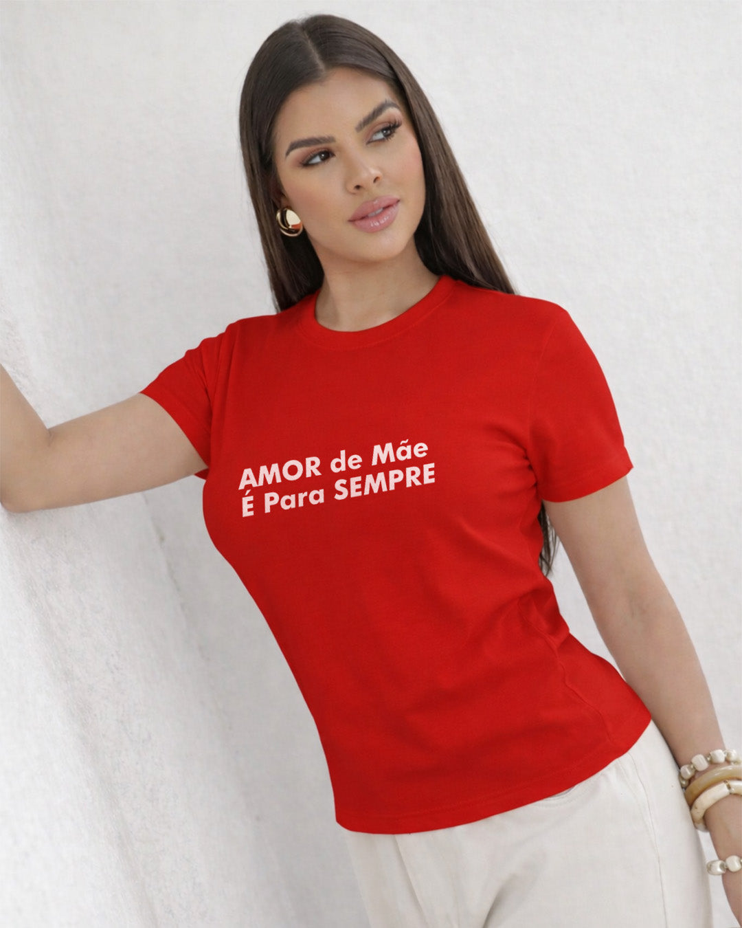 Camiseta Amor De Mãe É Para Sempre Com Estampa Frontal