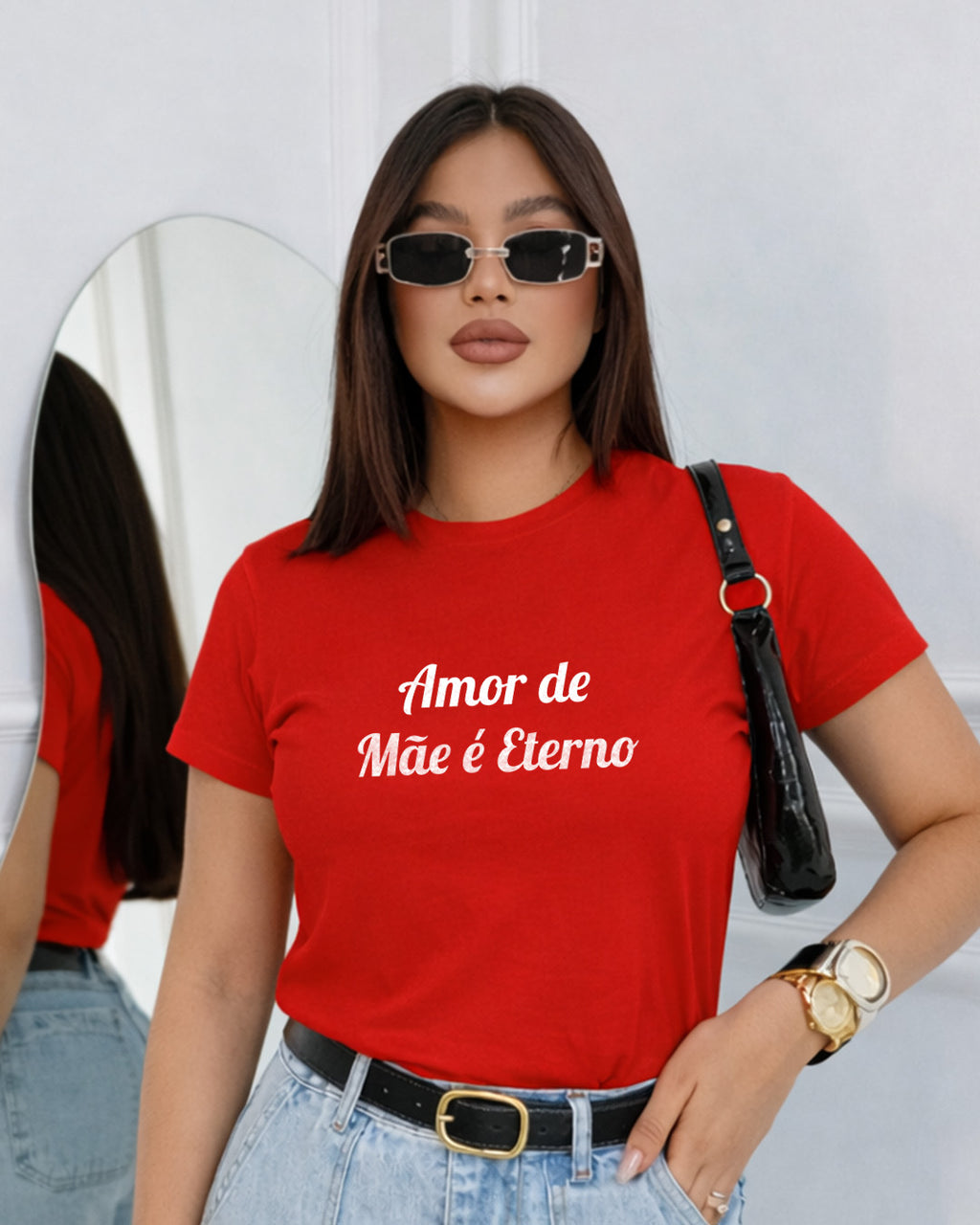 Camiseta Amor De Mãe É Eterno Com Estampa Tipográfica